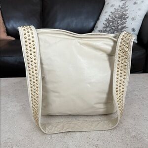Vintage Elegant Cream Studded Shoulder Bag